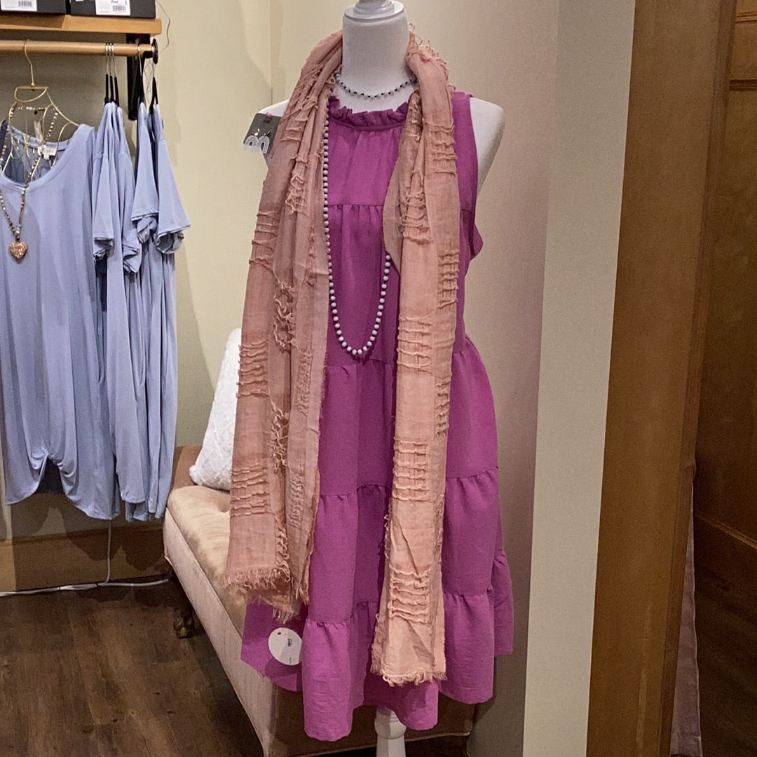 Scarf-Solid Tassels Hole Cotton Blend