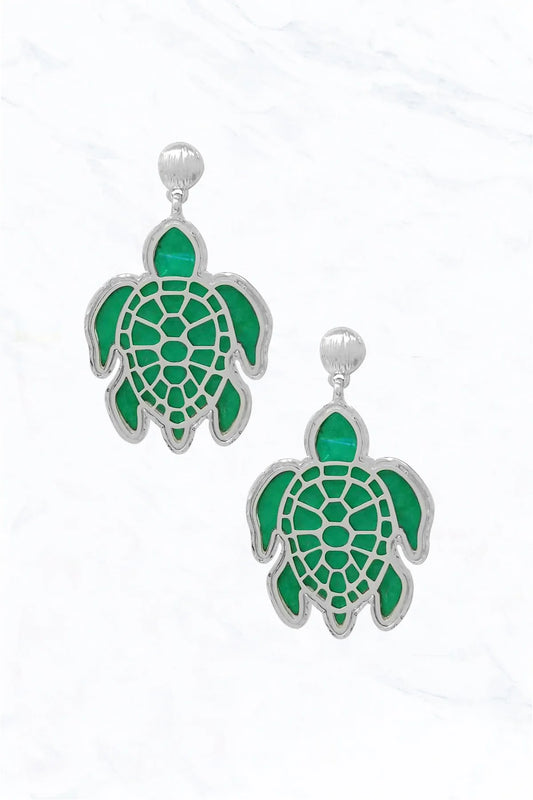 Sealife Colored Turtle Shell Earrings