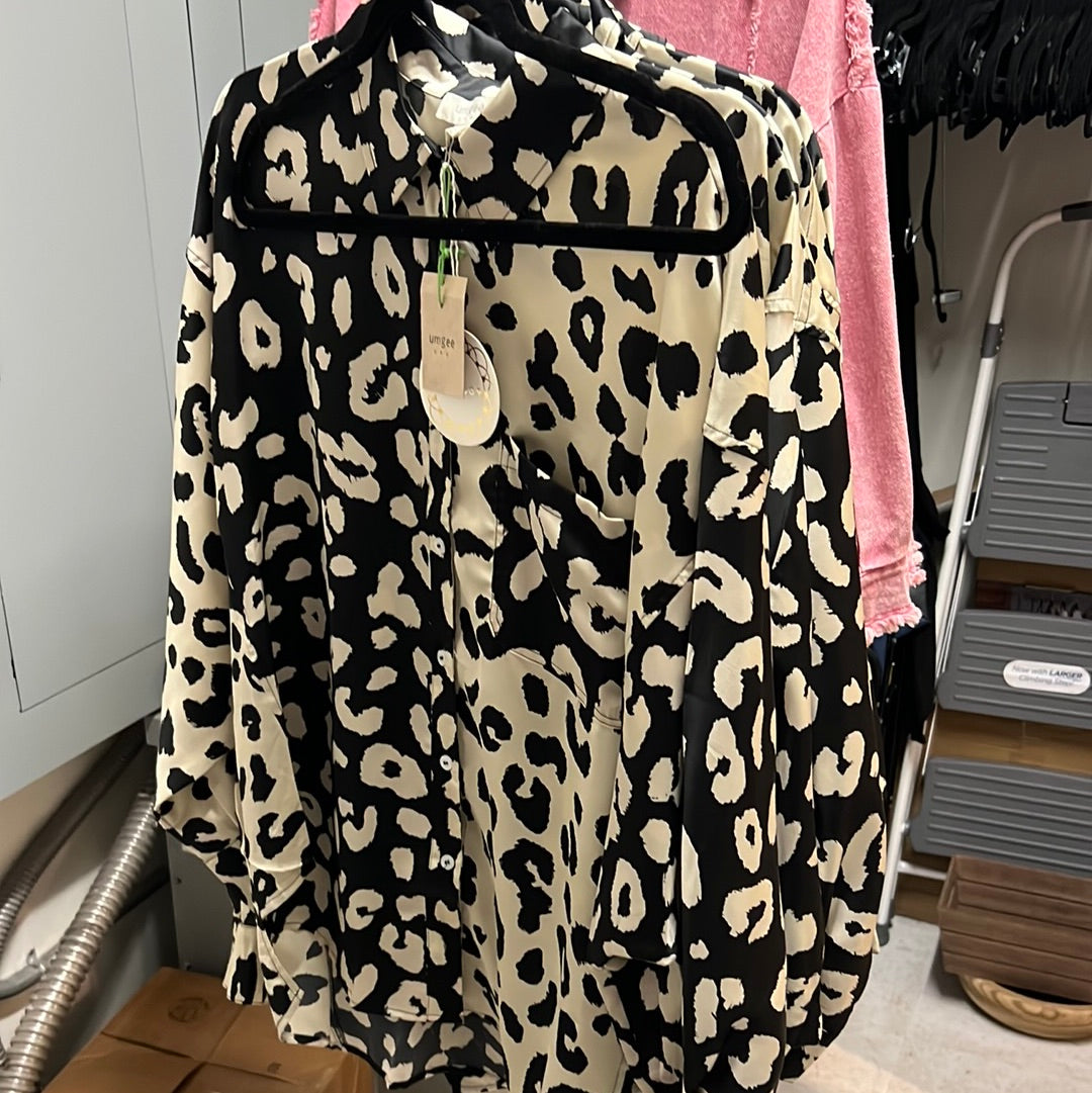 Satin Leopard Mix & Match Long Sleeve Top