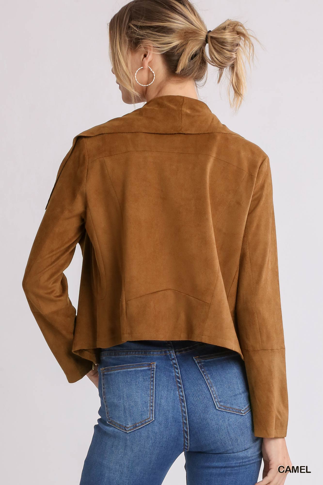 Reg and Plus Suede Zip Up Moto Jacket