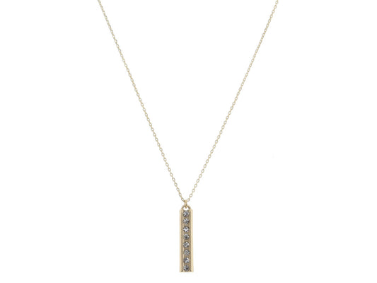 Jane Marie Gold Bar w/ Center Crystal Line Inlay Necklace