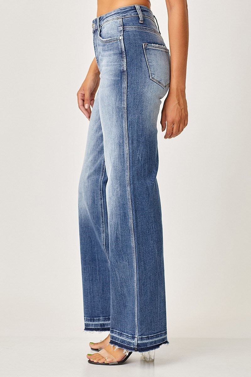 HIGH-RISE ANKLE WIDE STRAIGHT JEANS