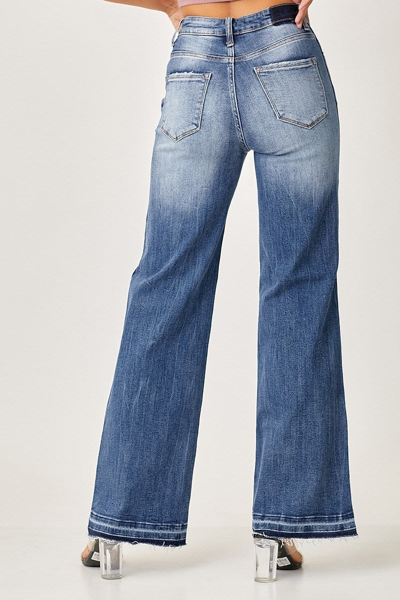 HIGH-RISE ANKLE WIDE STRAIGHT JEANS