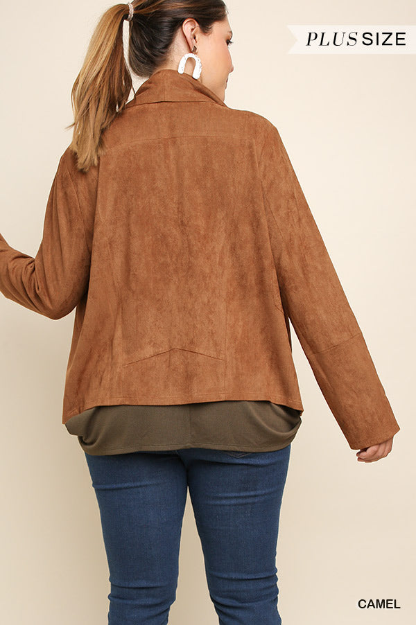 Reg and Plus Suede Zip Up Moto Jacket