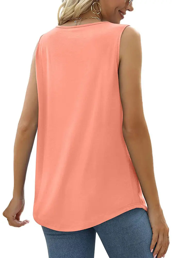 Plain Square Neck Tucked Stitching Tank Top