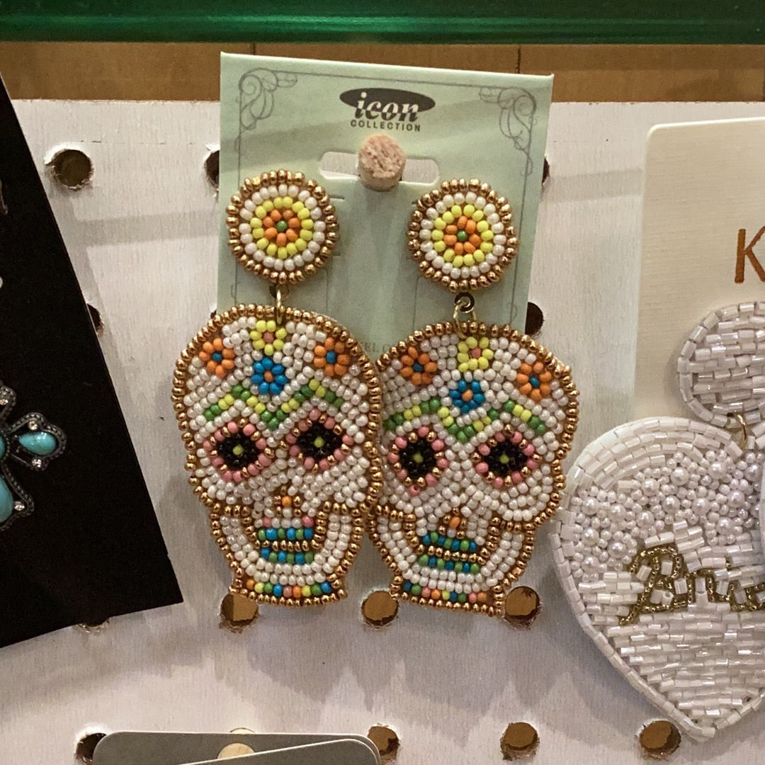 Beaded Sugar Skull Earring