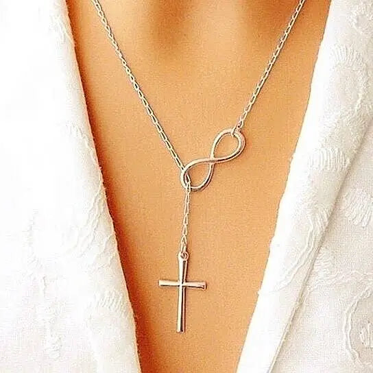 Silver Infinity Cross Necklace