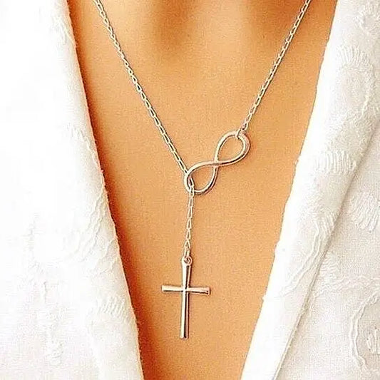 Silver Infinity Cross Necklace